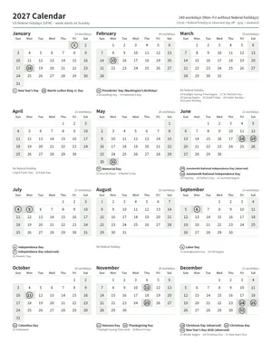 First page: Yearly calendar (Letter, portrait)