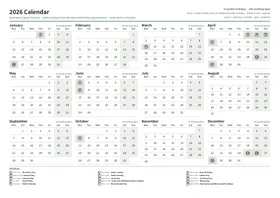 First page: Year calendar, A4 landscape