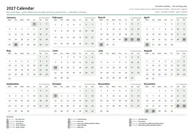 First page: Year calendar, A4 landscape