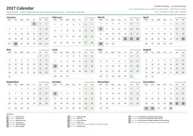 First page: Year calendar, A4 landscape