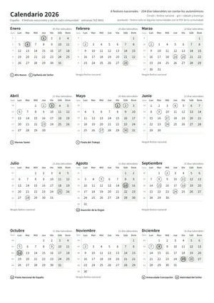 Primera página: Calendario anual A4 vertical (A4 vertical · 1 página · unos 167 KB)