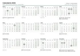 Primera página: Calendario anual A4 horizontal (A4 horizontal · 1 página · unos 67 KB)