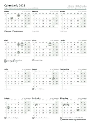 Primera página: Calendario anual A4 vertical (A4 vertical · 1 página · unos 67 KB)