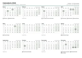 Primera página: Calendario anual A4 horizontal (A4 horizontal · 1 página · unos 67 KB)