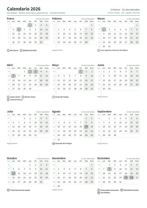 Primera página: Calendario anual A4 vertical (A4 vertical · 1 página · unos 67 KB)