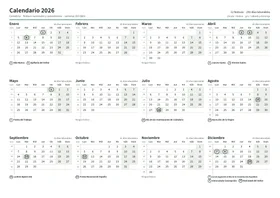 Primera página: Calendario anual A4 horizontal (A4 horizontal · 1 página · unos 67 KB)
