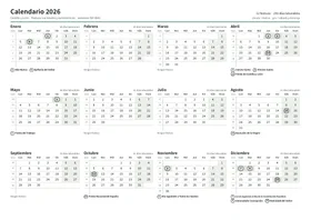 Primera página: Calendario anual A4 horizontal (A4 horizontal · 1 página · unos 67 KB)