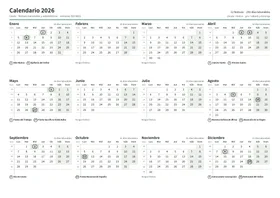Primera página: Calendario anual A4 horizontal (A4 horizontal · 1 página · unos 67 KB)
