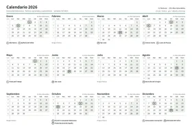 Primera página: Calendario anual A4 horizontal (A4 horizontal · 1 página · unos 67 KB)