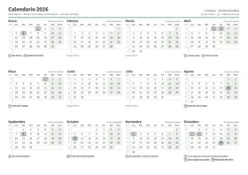 Primera página: Calendario anual A4 horizontal (A4 horizontal · 1 página · unos 67 KB)