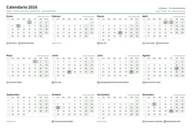 Primera página: Calendario anual A4 horizontal (A4 horizontal · 1 página · unos 67 KB)