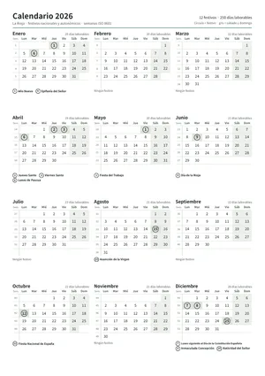 Primera página: Calendario anual A4 vertical (A4 vertical · 1 página · unos 68 KB)