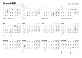 Primera página: Calendario anual A4 horizontal (A4 horizontal · 1 página · unos 67 KB)