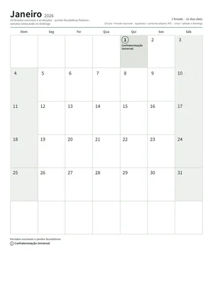 Prévia: Calendário mensal (12 páginas)