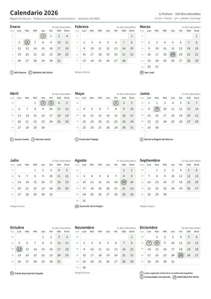 Primera página: Calendario anual A4 vertical (A4 vertical · 1 página · unos 68 KB)