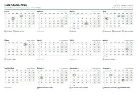 Primera página: Calendario anual A4 horizontal (A4 horizontal · 1 página · unos 67 KB)