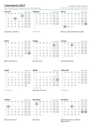 Prima pagina: Calendario annuale A4 verticale (A4 verticale · 1 pagina · circa 69 KB)