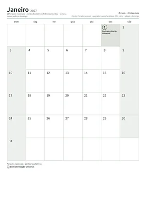 Prévia: Calendário mensal (12 páginas)