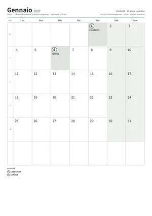 Prima pagina: Calendario mensile A4 (A4 verticale · 12 pagine · circa 97 KB)