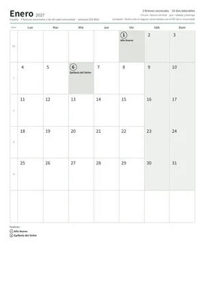 Primera página: Calendario mensual A4 (A4 vertical · 12 páginas · unos 205 KB)