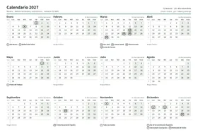 Primera página: Calendario anual A4 horizontal (A4 horizontal · 1 página · unos 67 KB)