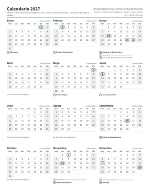 Vista previa: Calendario anual vertical (carta)