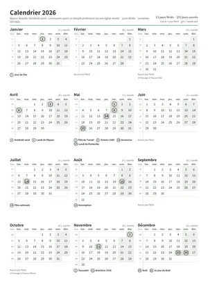 Première page : Calendrier annuel A4 portrait (A4 portrait · 1 page · env. 69 Ko)