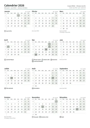 Première page : Calendrier annuel A4 portrait (A4 portrait · 1 page · env. 66 Ko)