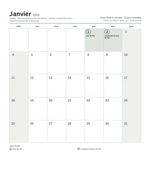 Première page : Calendrier mensuel, format Lettre (12 pages) (Lettre portrait · 12 pages · environ 96 ko)