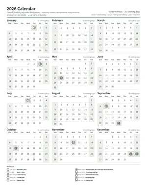First page: Year calendar, Letter portrait