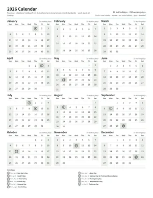 First page: Year calendar, Letter portrait