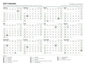 First page: Year calendar, Letter landscape
