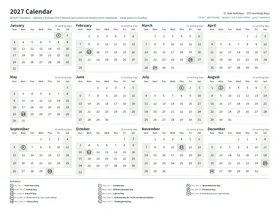 First page: Year calendar, Letter landscape