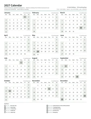 First page: Year calendar, Letter portrait