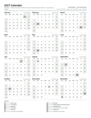 First page: Year calendar, Letter portrait