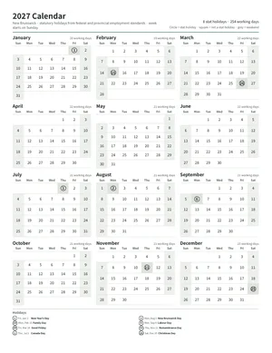 First page: Year calendar, Letter portrait