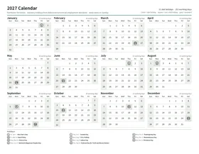 First page: Year calendar, Letter landscape