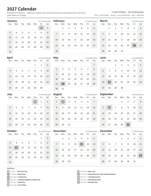 First page: Year calendar, Letter portrait