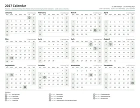 First page: Year calendar, Letter landscape