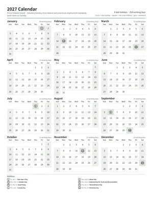 First page: Year calendar, Letter portrait