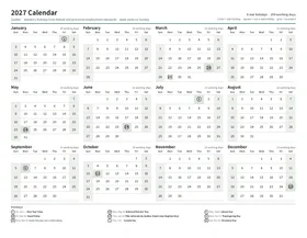 First page: Year calendar, Letter landscape