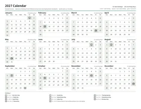 First page: Year calendar, Letter landscape