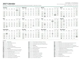 First page: Year calendar, Letter landscape