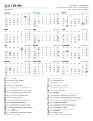 First page: Year calendar, Letter portrait