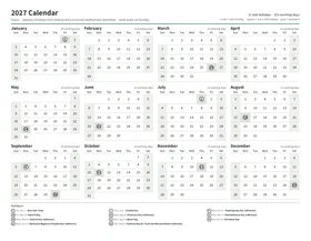 First page: Year calendar, Letter landscape
