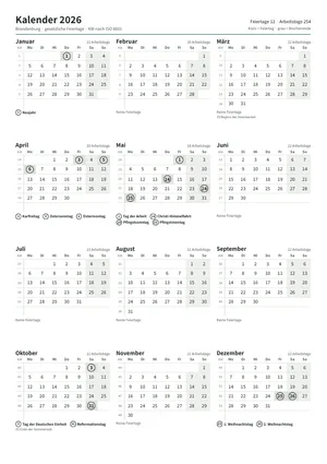 Erste Seite: Jahreskalender, A4 Hochformat, 1 Seite (ca. 66 KB)