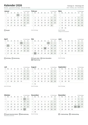 Erste Seite: Jahreskalender, A4 Hochformat, 1 Seite (ca. 64 KB)