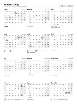 Erste Seite: Jahreskalender, A4 Hochformat, 1 Seite (ca. 64 KB)