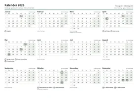 Erste Seite: Jahreskalender, A4 Querformat, 1 Seite (ca. 64 KB)