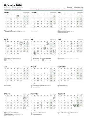 Erste Seite: Jahreskalender, A4 Hochformat, 1 Seite (ca. 130 KB)